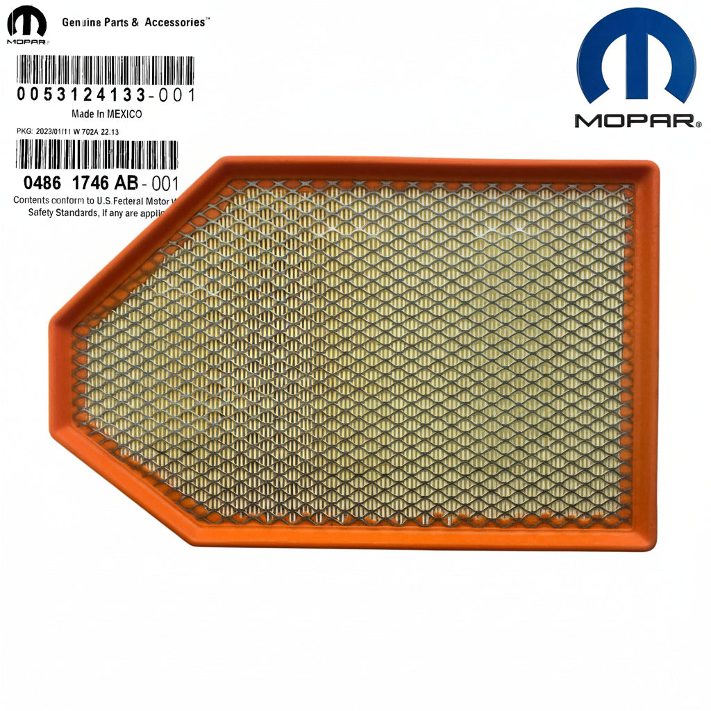 Mopar air filter with Mopar logo on a white background