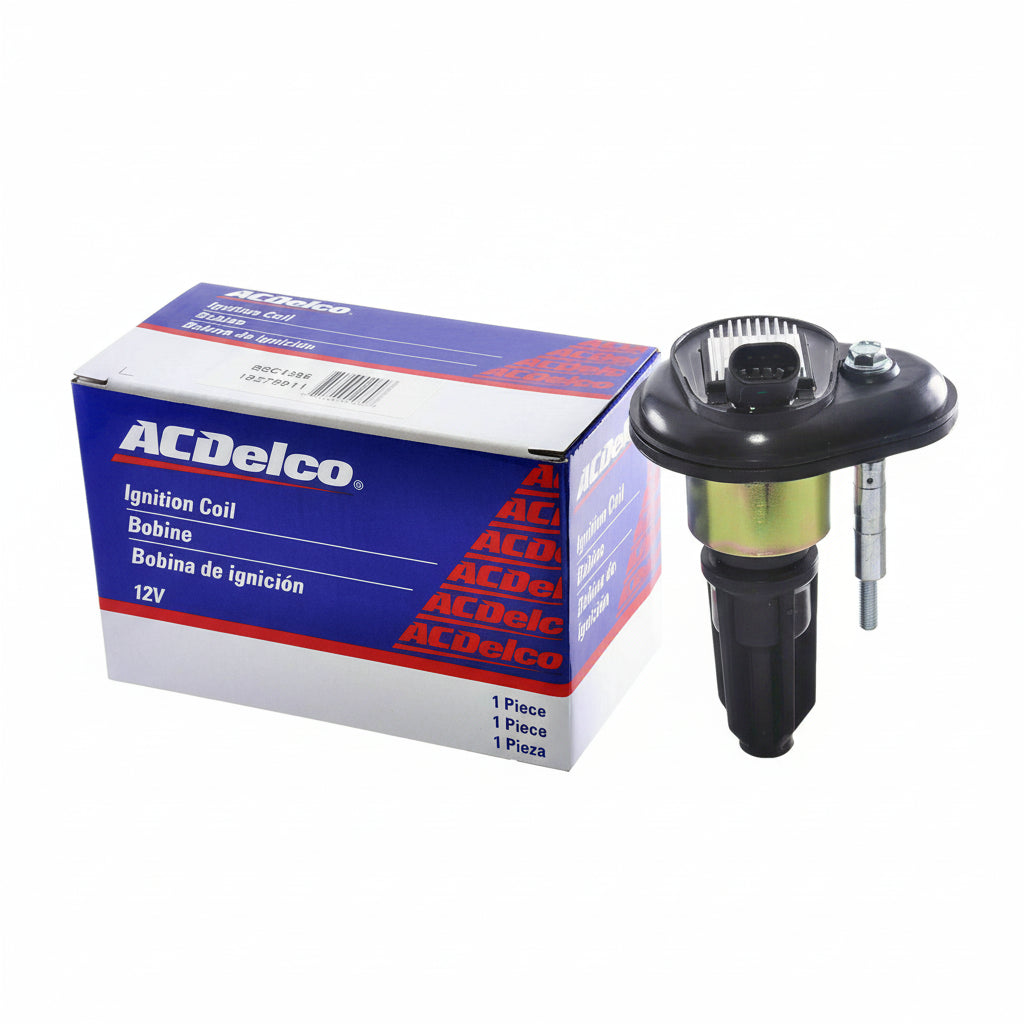 ACDelco ignition coil with packaging on a white background