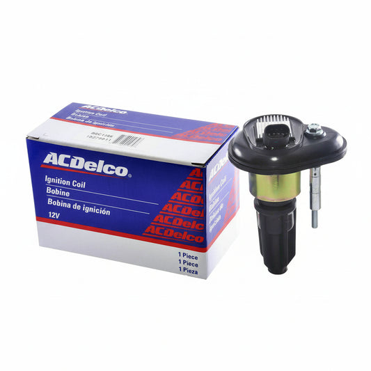 ACDelco ignition coil with packaging on a white background