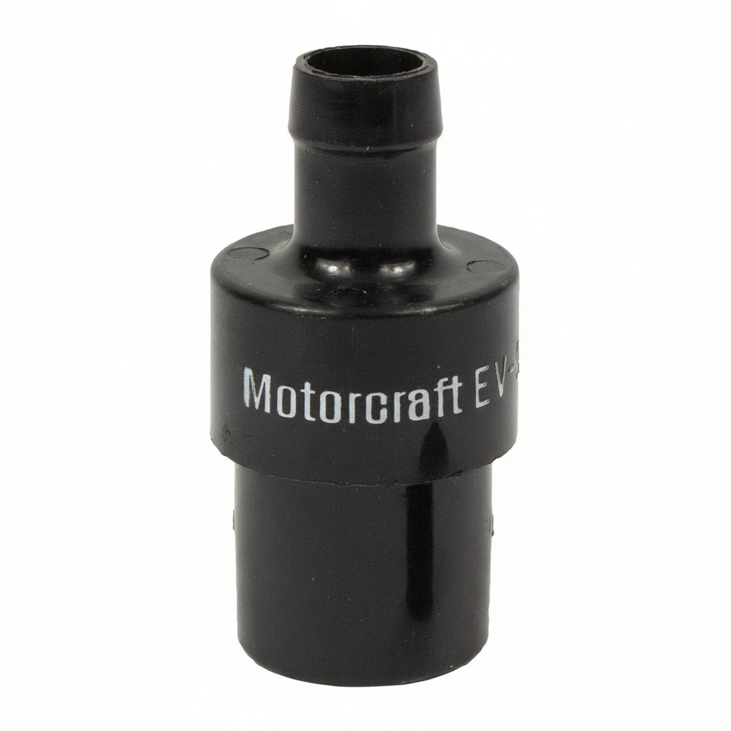 Black mechanical component with 'Motorcraft' branding on a white background