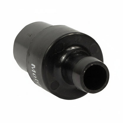 Black mechanical component on a white background